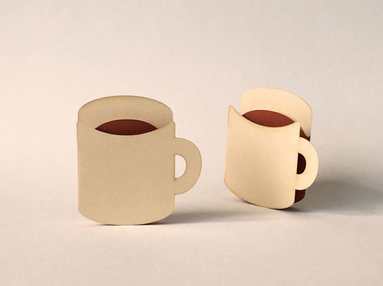 コーヒーカップの形をしたほっこりするメッセージカード