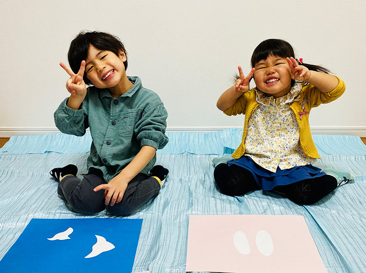 5歳の男の子とパパでフィンガーペイント！アトリエミオ体験